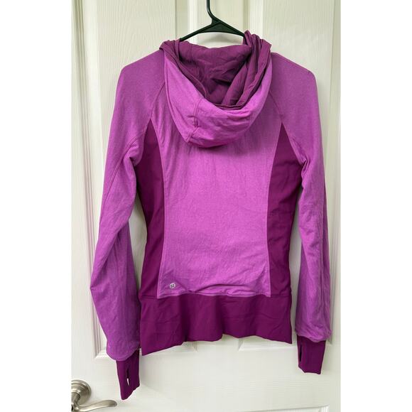 LULULEMON Purple Pink Flux Jacket Reversible Hooded Zip Magenta Plum Sz 8 - Picture 7 of 13
